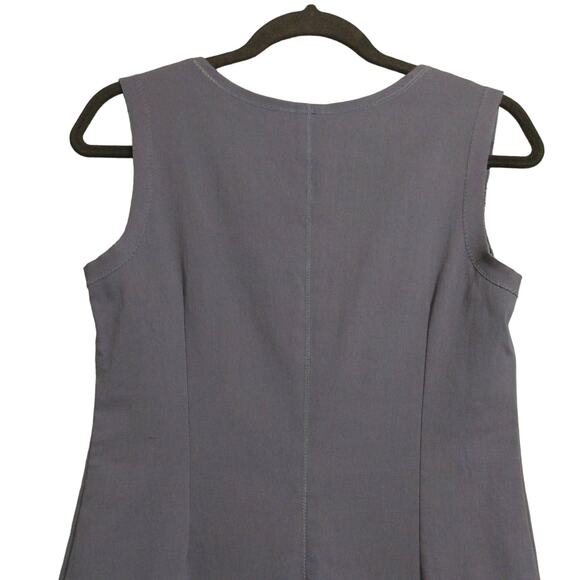 Porto Sheath Dress Gray Blue Stretch Square Neck Sleeveless Minimalist 2 (M) - Picture 6 of 12